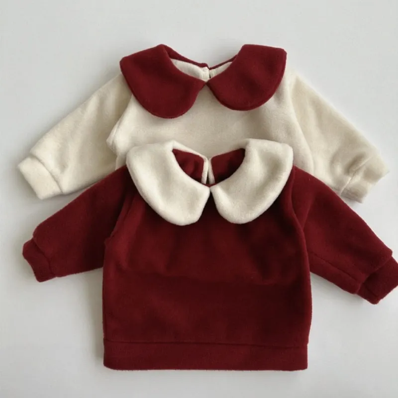 Newborn Baby Girl Peter Pan Collar Fleece Shirt Suspender Dress Shorts Infant Toddler Child Cotton Pullover Baby Clothes 3M-3Y