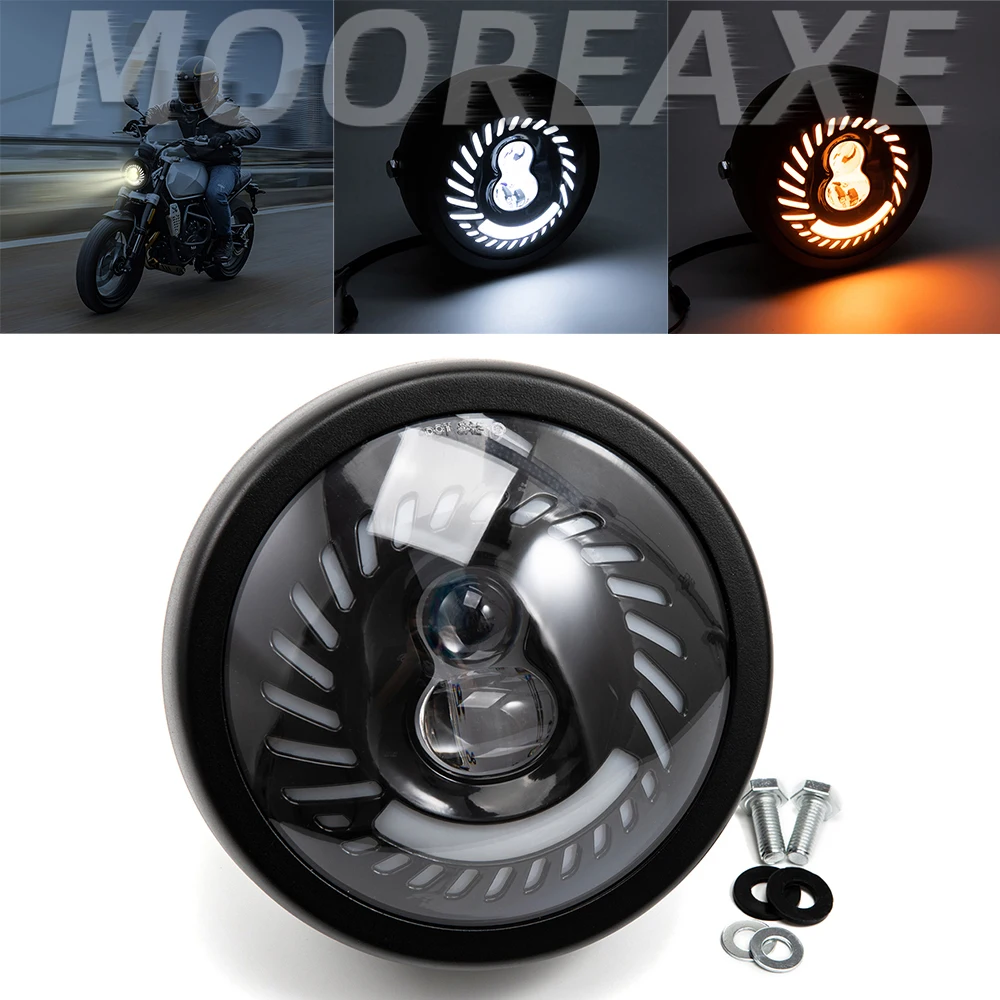 6.5 Inch Motorcycle Headlight Retro High Low Beam 6.5