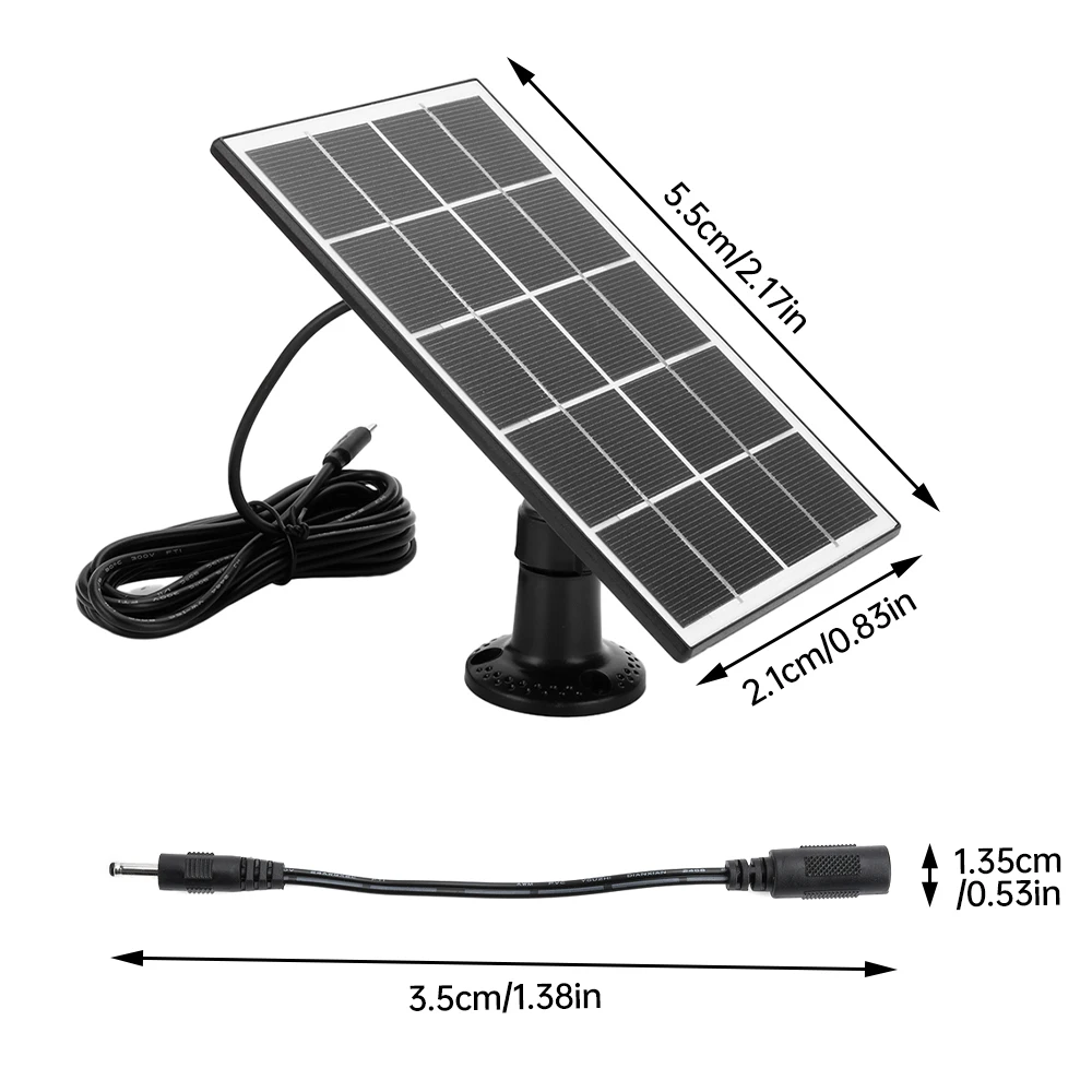 5V 8W Solar Panels For Eufy Eufycam Micro+Type-C/DC5521 Wall Mount Waterproof Solar Cell System Outdoor Battery Supply