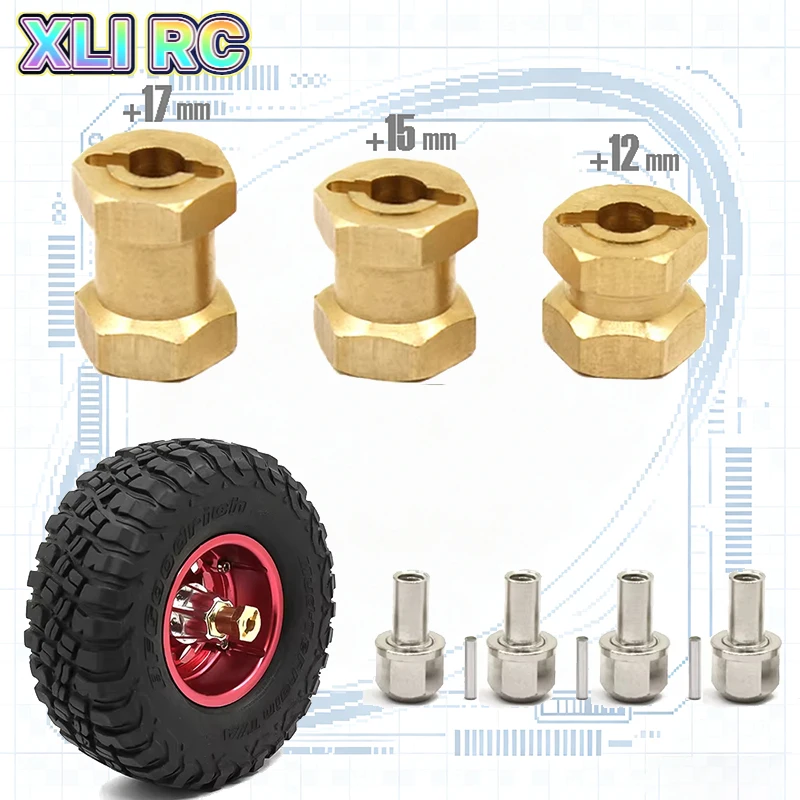 4pcs 12mm/15mm/17mm Axle Widen Hexagon Wheel Adapter For 1/10 RC Crawler Car TRX4 RC4WD D90 D110 Axial Scx10 90046 CatRC