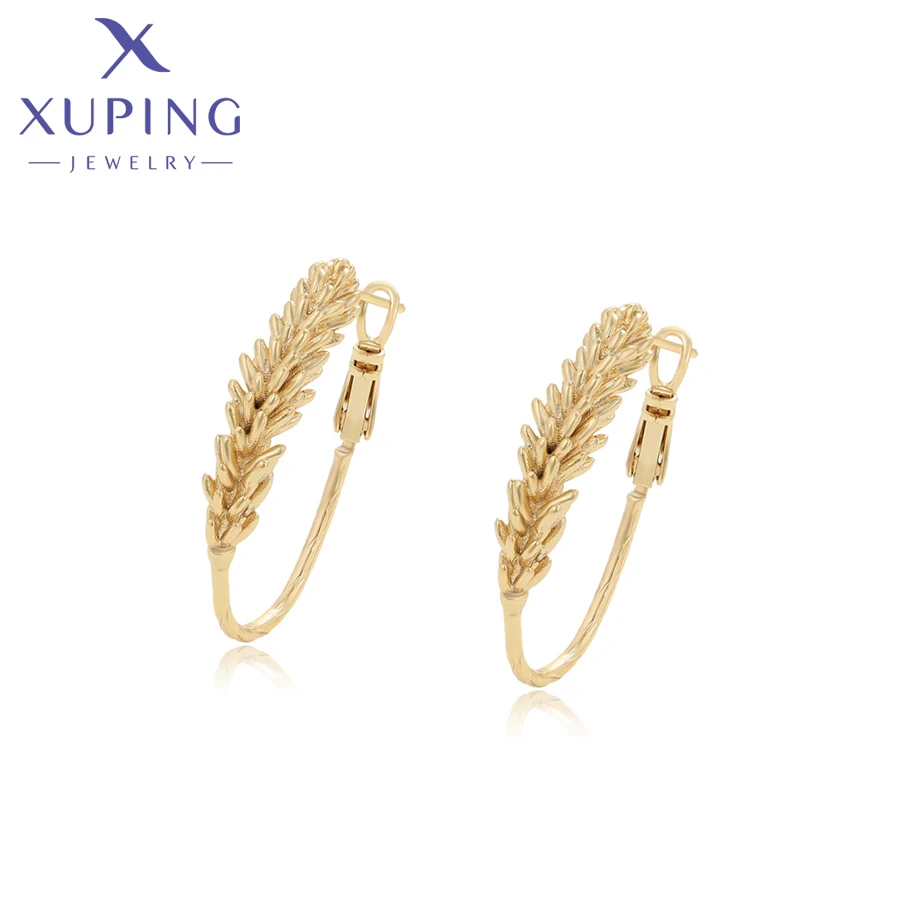 Xuping Jewelry Trendy New No Stone Charm Hoop Earrings Gold Color Earring for Women Jewellery Gift X000800572