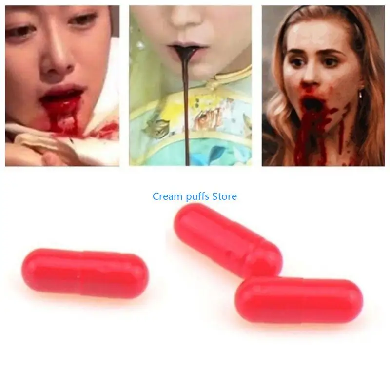 50LE 6Pcs/Set Realistic Fake Blood Pills for Vampire Capsules Horror Scary Funny Tric