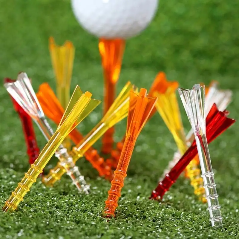 R6FE 50 Buah Kaus Golf Plastik Tahan Pecah 5 Cabang Kepala Bola Golf Berdiri Tahan Lama