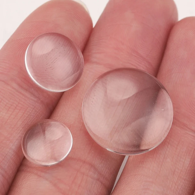 100pcs8/10/12/14/15/15.7/16/18/mm Round Flat Back Transparent Clear Glass Cabochon For DIY Charm Pendant Necklace Jewelry Making