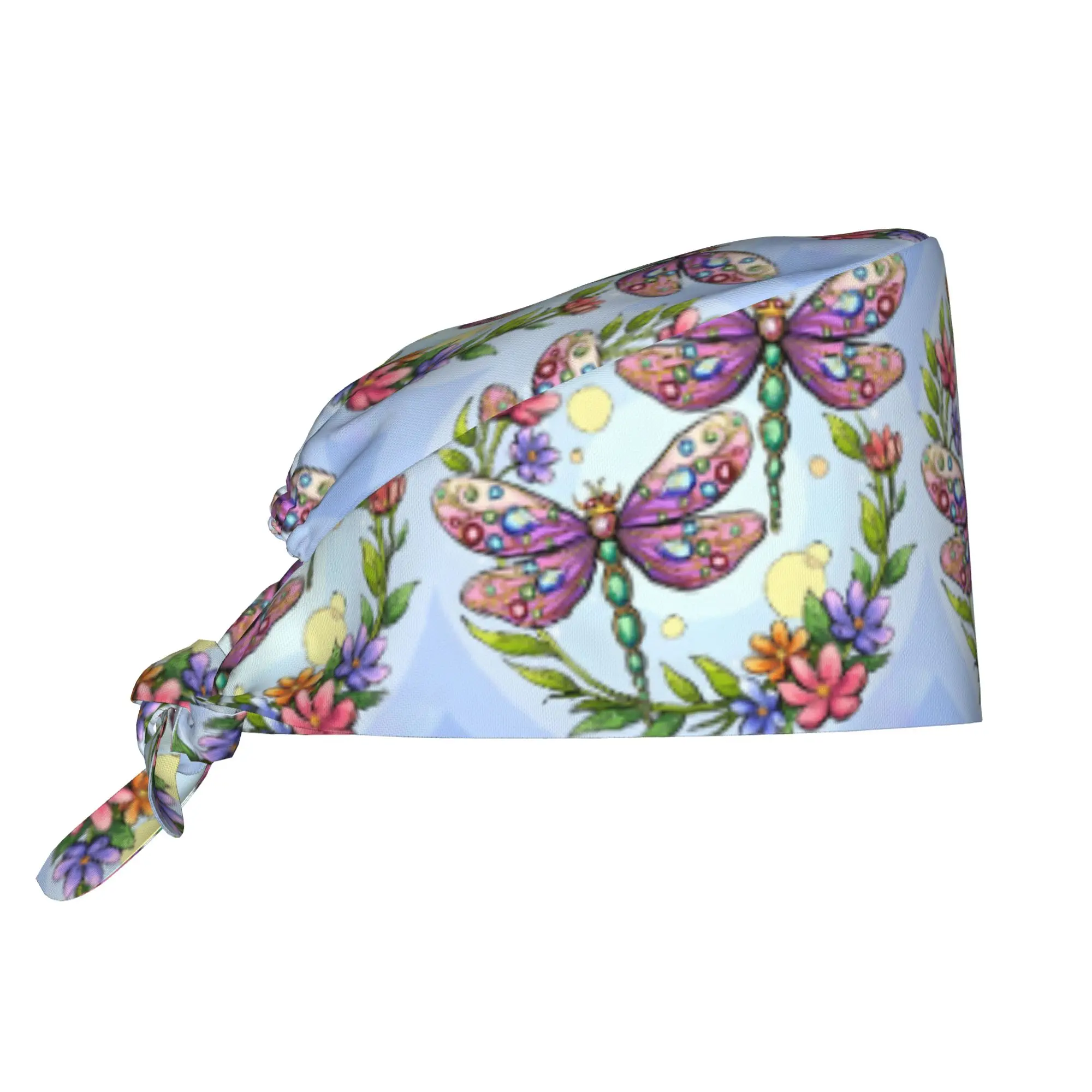 Funny Colorful Dragonfly Cleaning Working Cap Cool Unisex Scrub Cap Surgicals Hat Nurse Scrubs Hat For Dentist