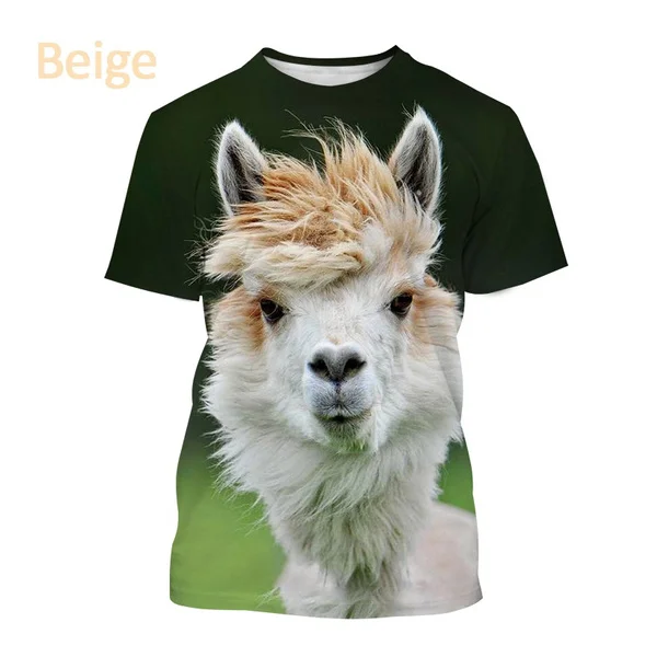 

Fashion Animal Alpaca 3D Printed T-Shirt Creativity Short Sleeve Blouse Tees Top