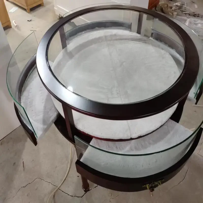High-Grade Solid Wood Paint Clothing Store Coffee Table Glass Watch Ornament Jewelly round Zhongdao Showcase Display