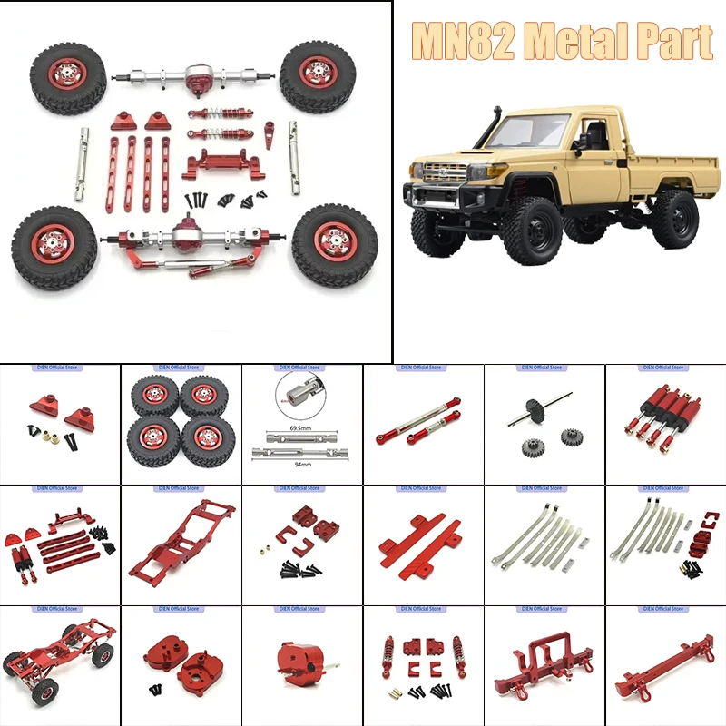 Металлические колесные диски с резиновыми шинами для радиоуправляемых машин MN82 LC79 WPL C14 C24 1/12 1/16, запчасти для тюнинга RC-краулеров, аксессуары для приводных валов