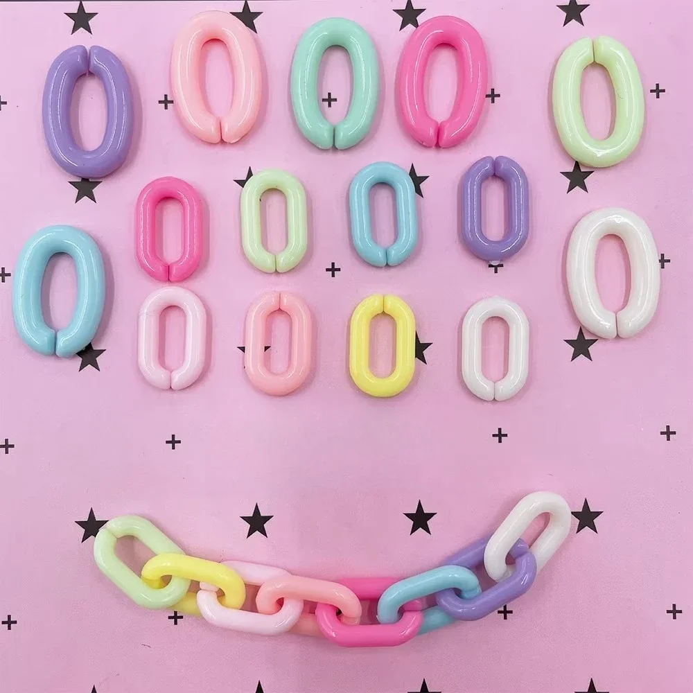 100pcs Acrylic Colorful U-shaped Opening Ring Macarons Plastic Can Be Assembled Chain Backpack Chain DIY Earring Accessories