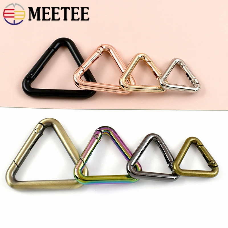 5/10Pcs Metal Triangle Spring Ring Openable Bag Belt Strap Buckle