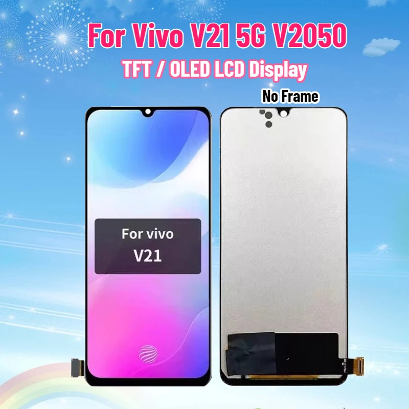 

ЖК-дисплей для Vivo V21 5G V2050, сенсорный экран в сборе, запасные части для дисплея V21 5G
