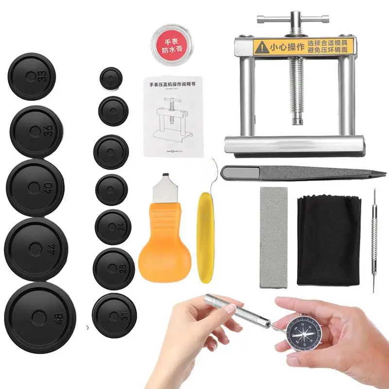 Watch Press Watch Battery Replacement Tool Kit Back Case Closer 16-50mm Watch Repair Tool Kit Only For Round Dials Closing