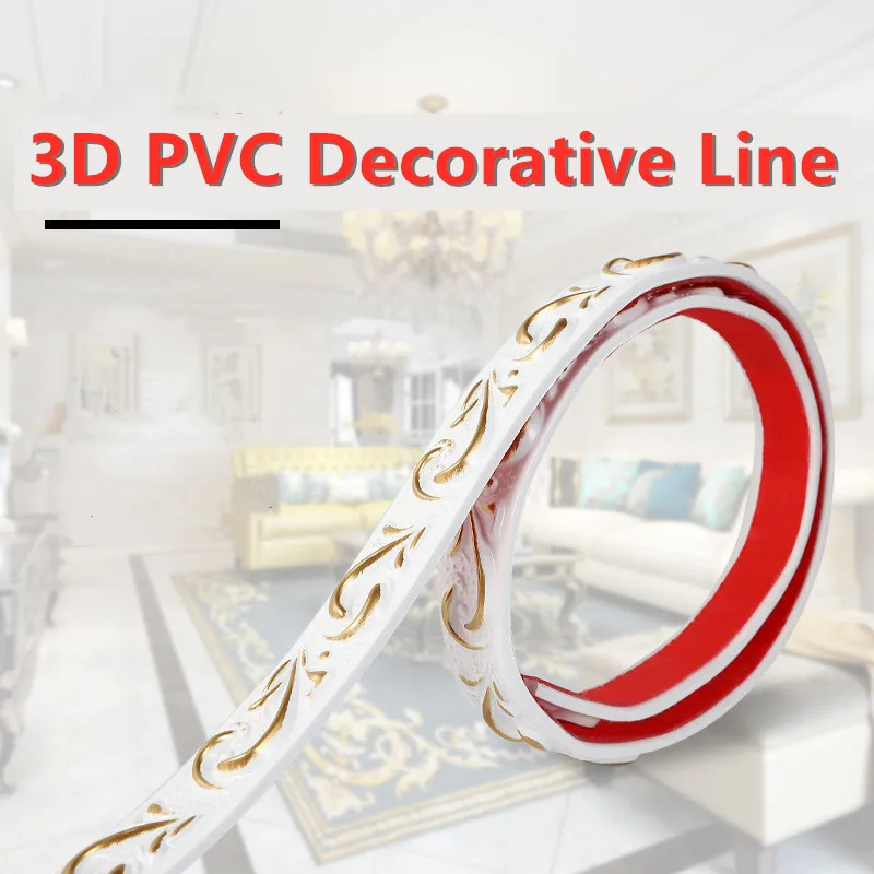 3D PVC decorativo per la casa linea morbida autoadesiva Trim Line battiscopa soffitto Decor Strip sfondo Wall moulding Line 3D Sticker