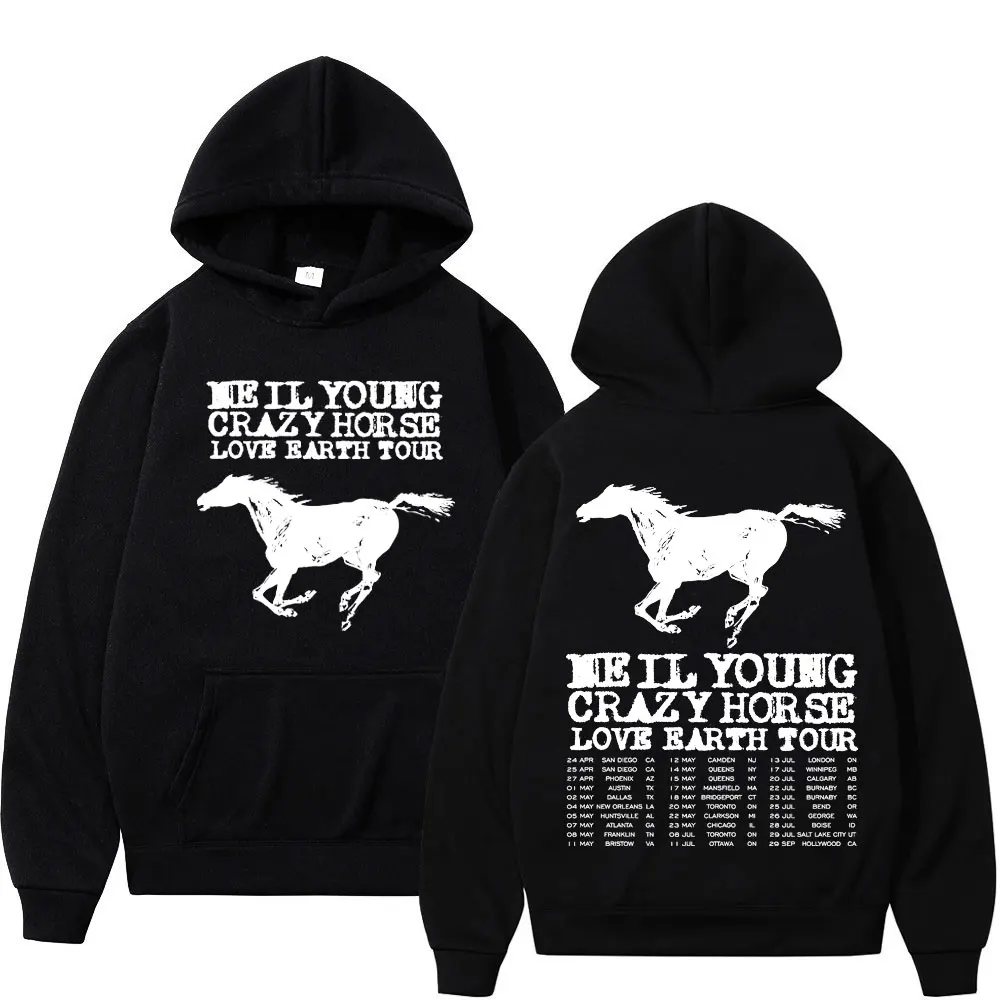 

Rock Singer Neil Young World Tour 2024 Graphic Hoodie Men Women Vintage Hip Hop Hooded Sweatshirt Fashion Casual Loose Pullovers