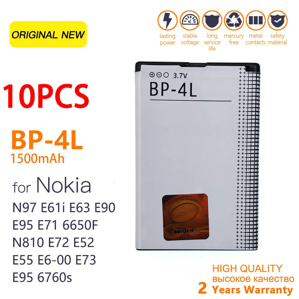 100% Genuine 1500mAh BP-4L BP4L BP 4L Li-ion Lithium Rechargeable Phone Battery for Nokia E61i E63 E90 N810 E72 E52 E71 6650F