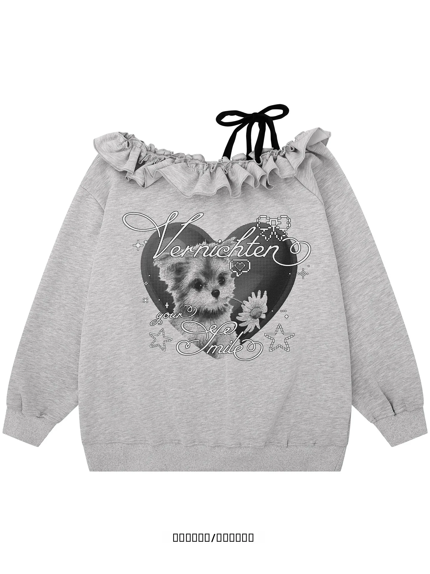 

Универсальный женский свитшот Wild Flowers Little Dog Korean Sle Sweet Lace Loose с завязками на плечах, зимняя мода