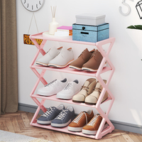 Shoe Shelf 4-Tier Floor Standing Storage Rack Dustproof Waterproof Portable Shoes Cabinet Student Dormitory Dust Storage Racks