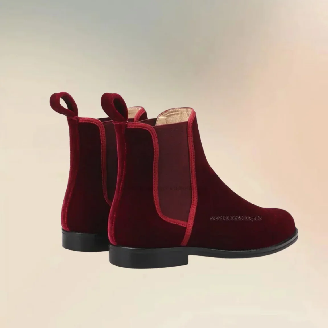 

Red Velvet Chelsea Ankle Boots Fashionable High Quality Slip On Men Shoes Novel Comfort Handmade Runway Winter Men Casual Shoes