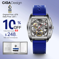 CIGA Design Skeleton Automatic Watch for Men Z Series Mechanical Wristwatches 316L Stainless Steel Silicone Leather Two Straps