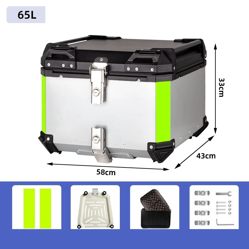 

65L Aluminum Motorcycle Trunk Boxs Waterproof Top Box Tail Box Trunk Universal Motorbike Storage Case Tail Box Luggage