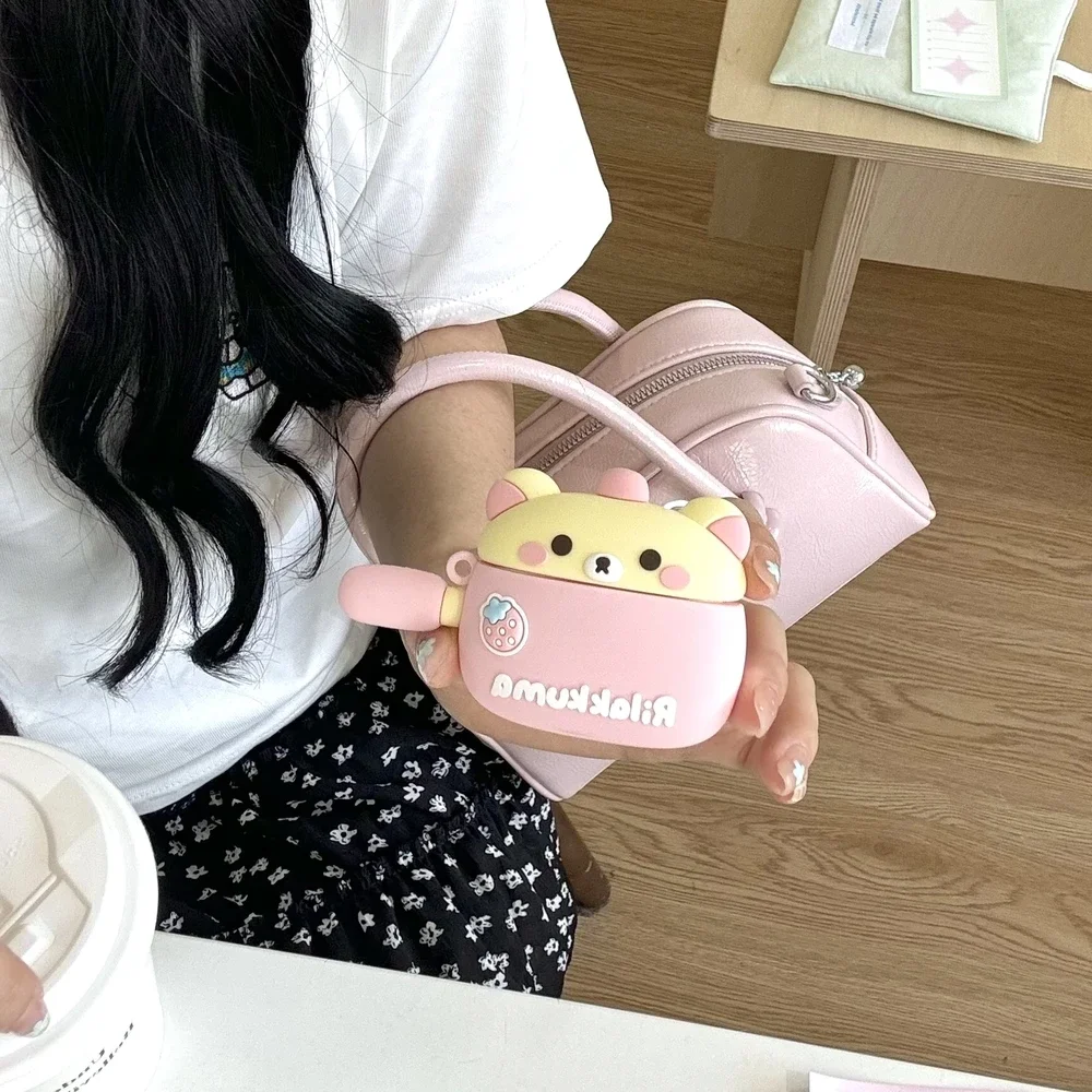 لطيف الكرتون Rilakkuma الدب لينة سيليكون حقيبة سماعة الاذن ل Airpods 4 2 3 1 برو 3 2 سماعة لاسلكية تعمل بالبلوتوث سماعة الغطاء الواقي