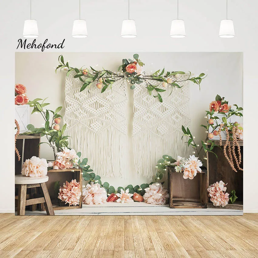 

Mehofond Photography Backdrop Spring Newborn Baby Birthday Party Flower Grass Peach Fruit Background Cake Smash Photozone Studio