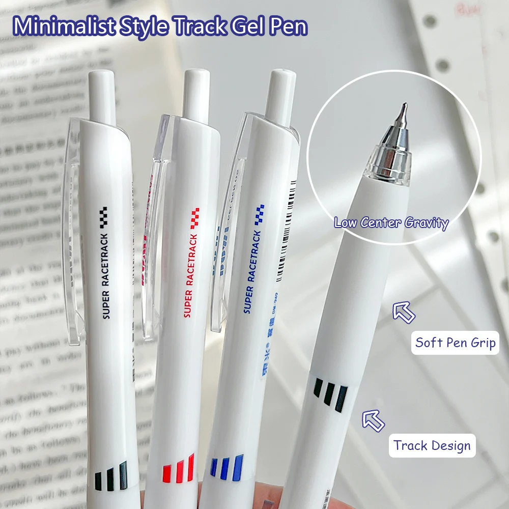 

3 гелевых ручки в минималистском стиле, 0,5 мм, красные, черные, синие, трехцветные, быстросохнущие, с низкой центральной гравитацией для учебы и офисного использования