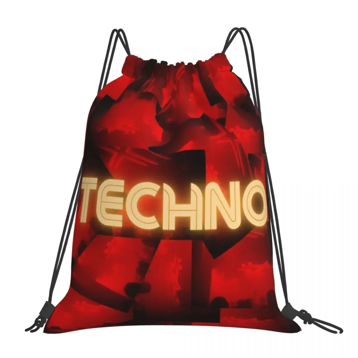 Techno Vibes Backpacks Casual Portable Drawstring Bags Drawstring Bundle Pocket Storage Bag BookBag For Man Woman Students