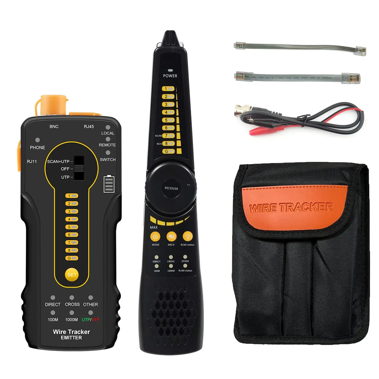 Tahlitech Digital Tone Cable Tracer Network Cable Tester with Tone Generator And Probe Kit for RJ11 RJ45 Cable Continuity Testin