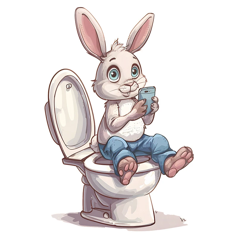 1PC Cartoon Pink Rabbit Toilet Water Tank Toilet Stickers Home Decoration Wall Stickers Self-Adhesive Decor Decals Bathroom