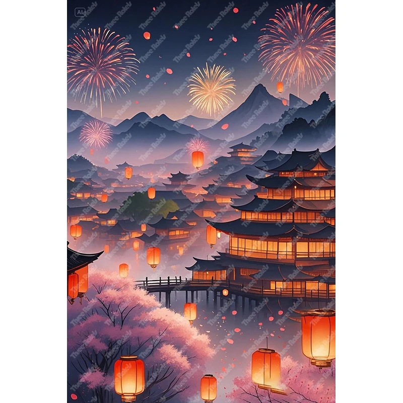 Three Ratels QHH49 Fantasy Dream Town Art Wall Stickers For home decoration