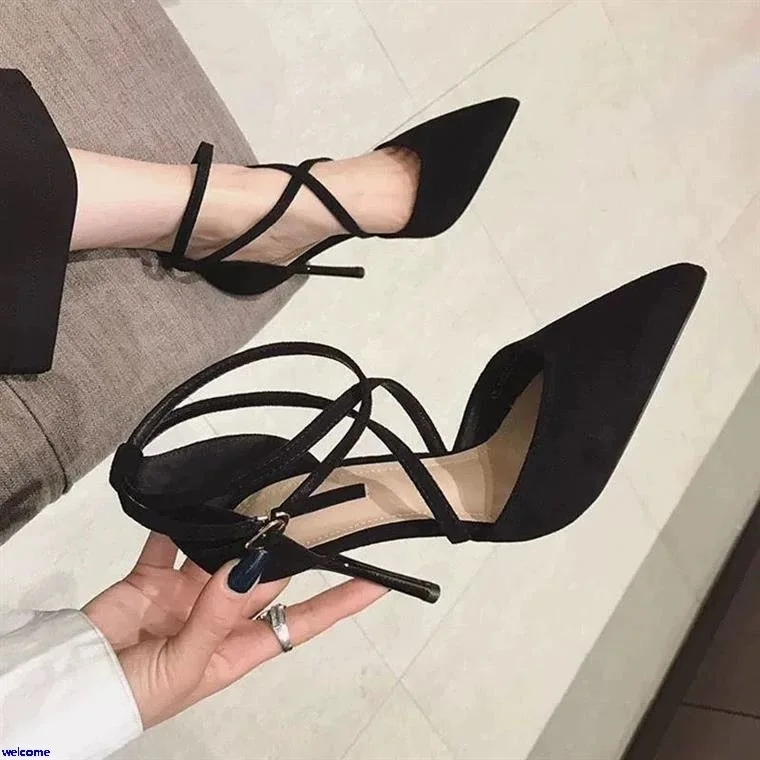 Fine Heeled Shoes All-Match Branded Pumps Pointed Wedge Hollow 2024 Lace-Up Basketball Platform Sexy Sandals Footwear Stiletto S