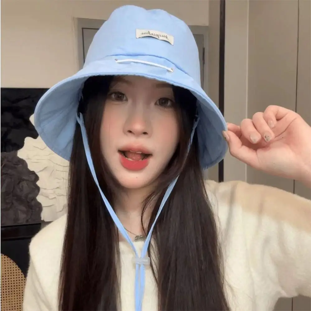 Korean Style Foldable Fisherman Hat Wide Brim Sunshade Drawstring Bag Multi-functional Convertible Into Bag Sun Hat Summer