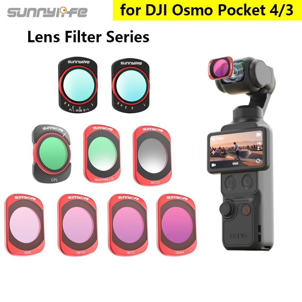 

Sunnylife For DJI Osmo Pocket 4 CPL Filters for DJI POCKET 3 ND8 ND16 ND32 ND64 MCUV Magnetic Lens Filters Gimbal Protector Set