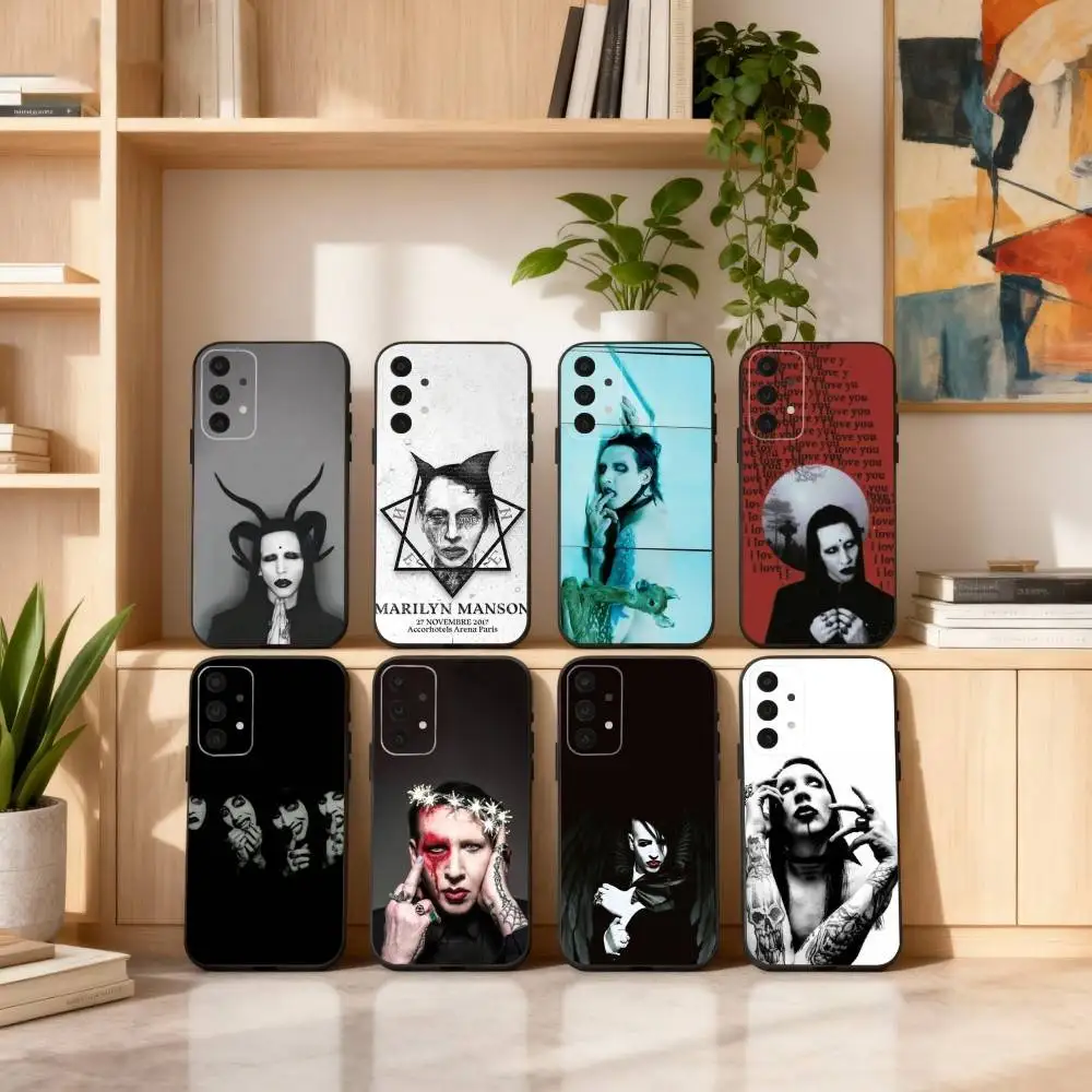 

Singer M-Marilyn Manson Phone Case For Samsung S25,24,23,22,30,21,10,9,Ultra,Plus,Lite,FE,4,5 G Soft Black Case
