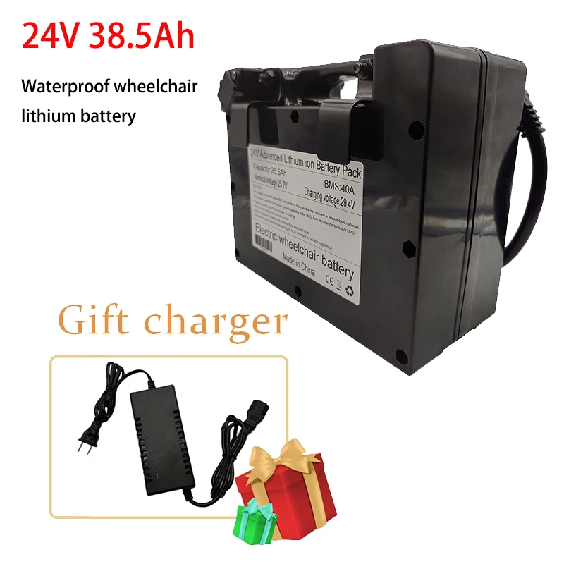 24V 38.5Ah 29.4V Rechargeable Waterproof Lithium Battery pack for  Electric Wheelchair Scooter Children Toy Car Lawn Mower