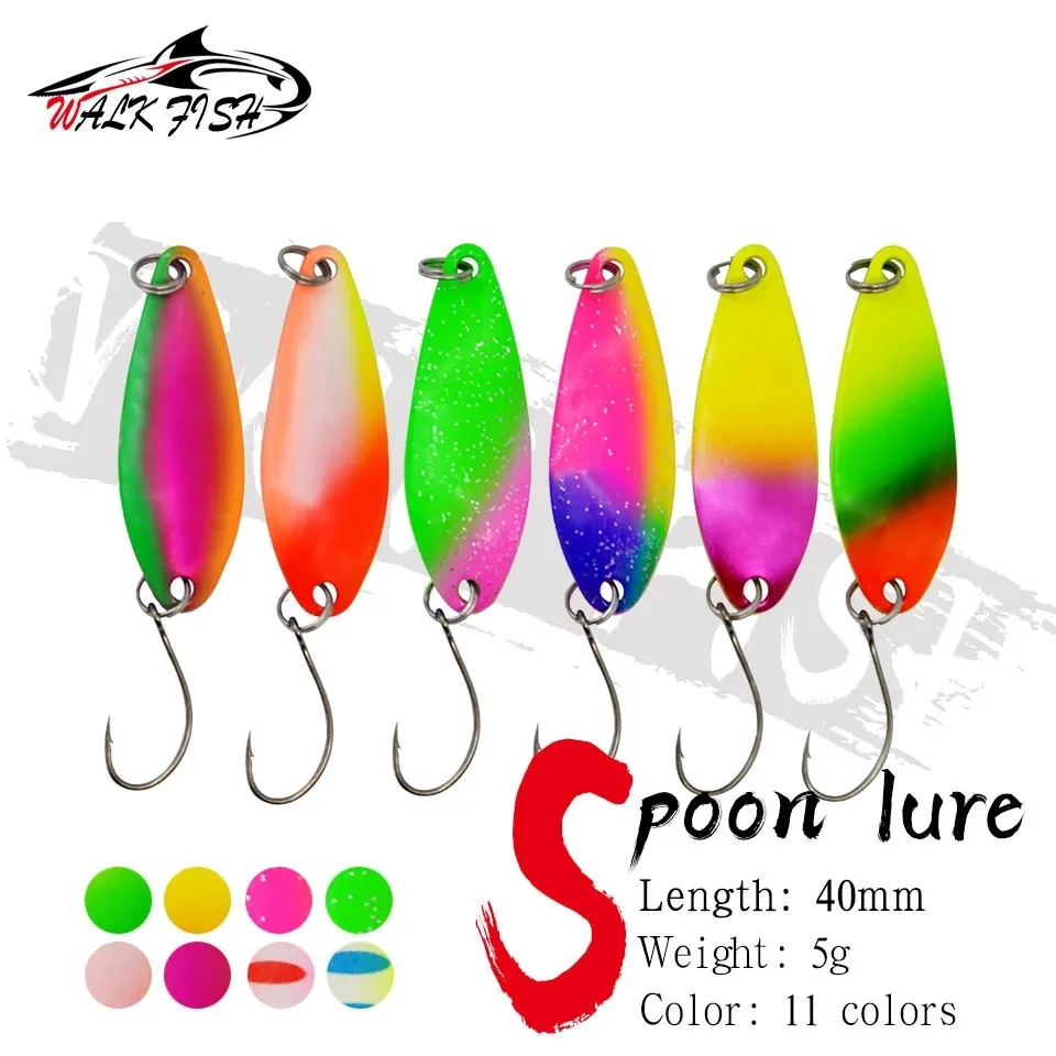 WALK FISH WALK FISH 6/10PCS Spinning Fishing Bait 40mm 5g Fishing Spoon Trout Lure Fishing Lure Fishing Wobblers Spinner Bait