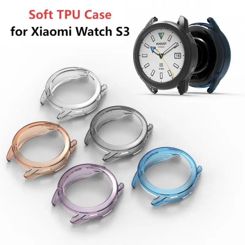 Nouveau étui creux en TPU souple pour Xiaomi Watch S3, cadre de coque pare-chocs pour Xiaomi Mi WatchS3, demi-couverture de protection, accessoire