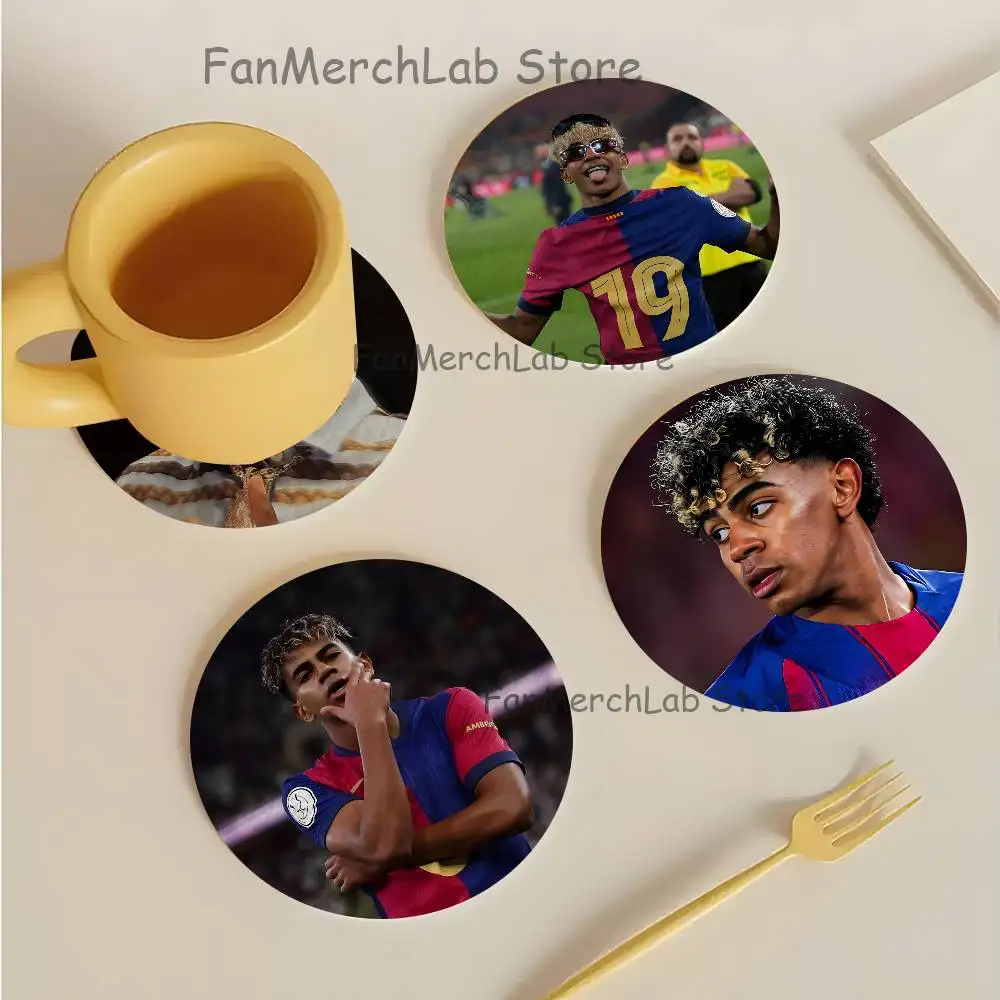 L-Lamine Football Yamal Wood Coaster Set - Heat Resistant For Tea & Coffee, Home Cafe Decor Holiday Gift