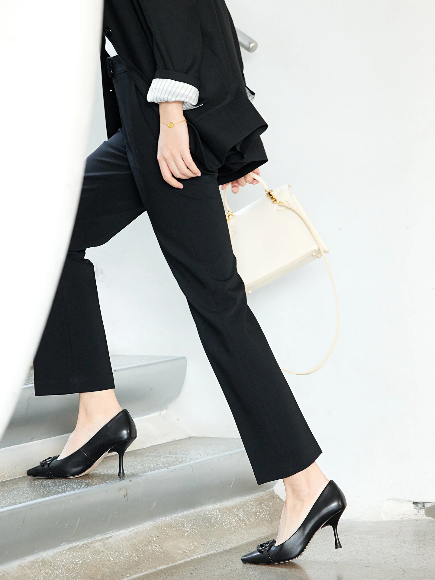 

Diisia2025 Spring Autumn Bla Nine-Piece Straight Leg Pants Women Commute High-eld Wool Suit Pants Slim Casual Trousers
