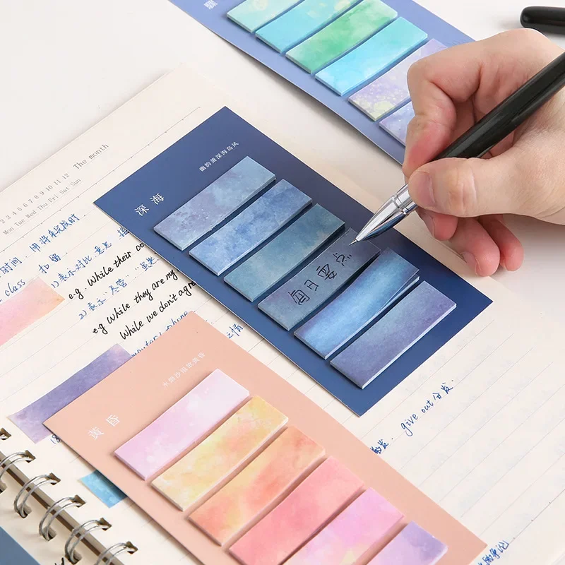 HEYEJET 120 Sheets Morandi Gradient Color Sticky Note Kawaii Sticky Notes Cute Index Memo Pad Bookmark Paper Sticker