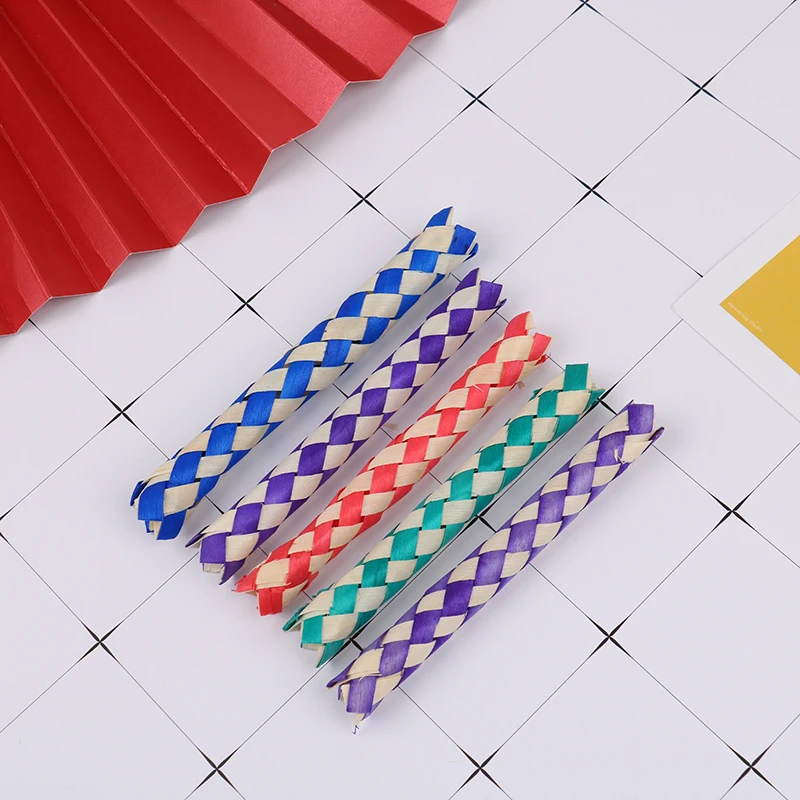 New-5PCS Creativity DIY Finger Traps Classic Natural Chinese Bamboo Fingers Trap Replacement Popits Tube Toys