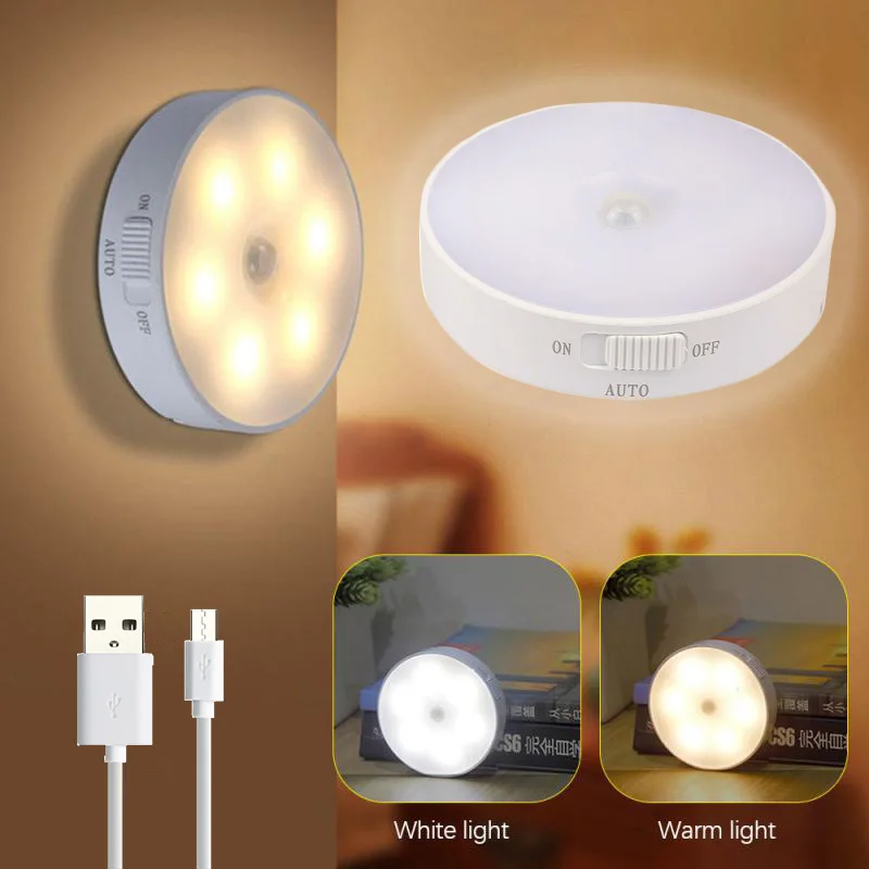 400mAh LED Night Light Motion Sensor Wall-Mounted Lamp for Kitchen Bedroom Stairs Cabinet Closet Wardrobe Chargeable Light