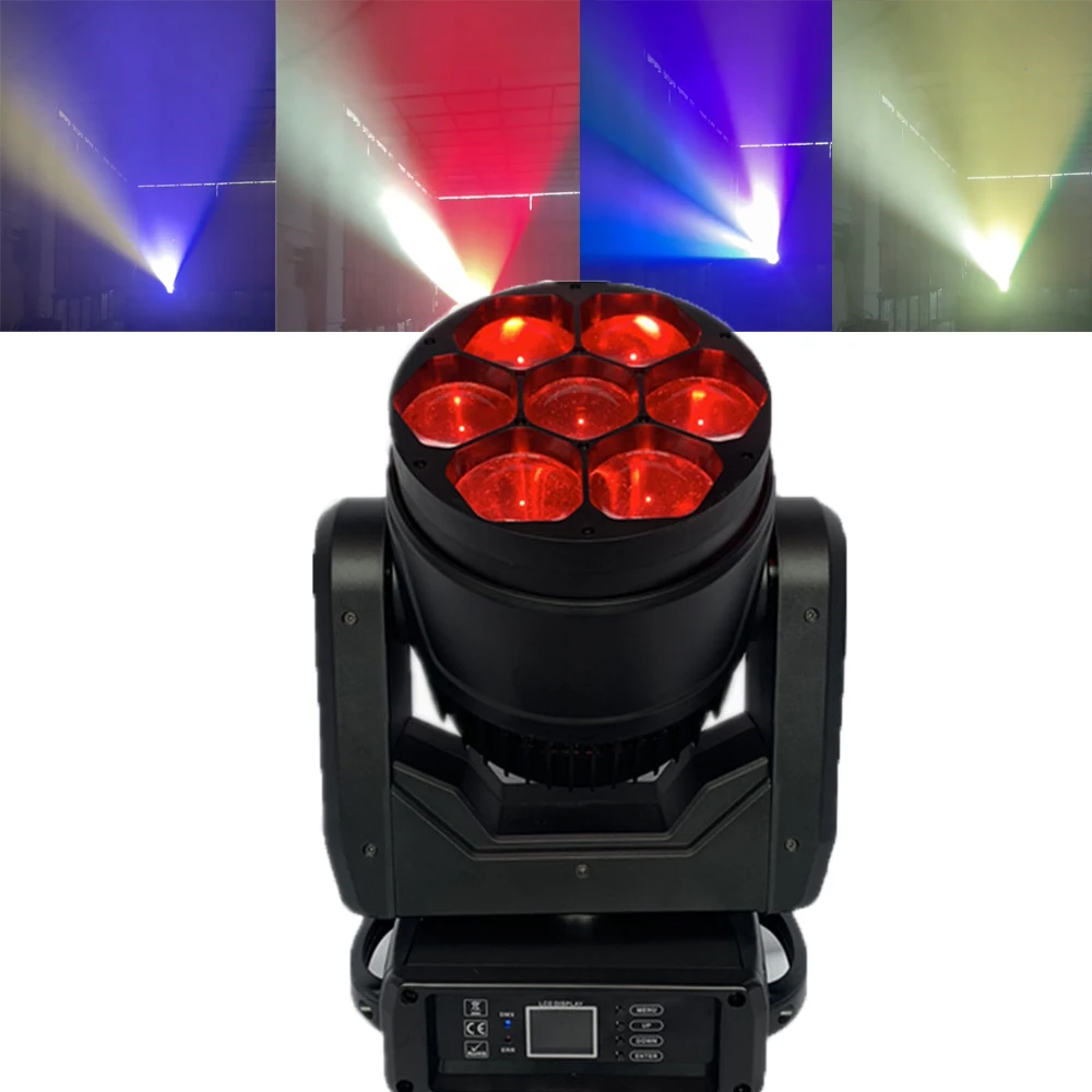 Moving Head Light 7x40w LED Bee Eye Disco Wash Point Control Rotation Effect RGBW Full Color DJ Lighting for Club Bar Events