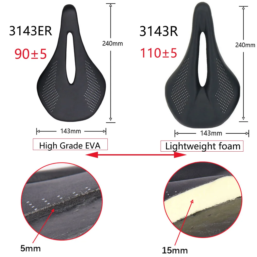 Neuer 89g EVA Carbon Fahrradsattel Komfortabler Ultraleichter MTB-Sattel 7x7mm Rennfahrrad Montage 240*143MM – Detail 3