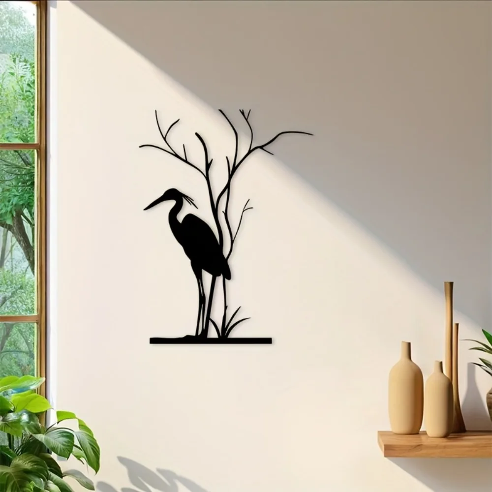 CIFbuy Metal Wall Art Heron Silhouette Minimalist Bird Decor Sturdy Indoor Outdoor Living Room Patio Office Gift Nature Lovers