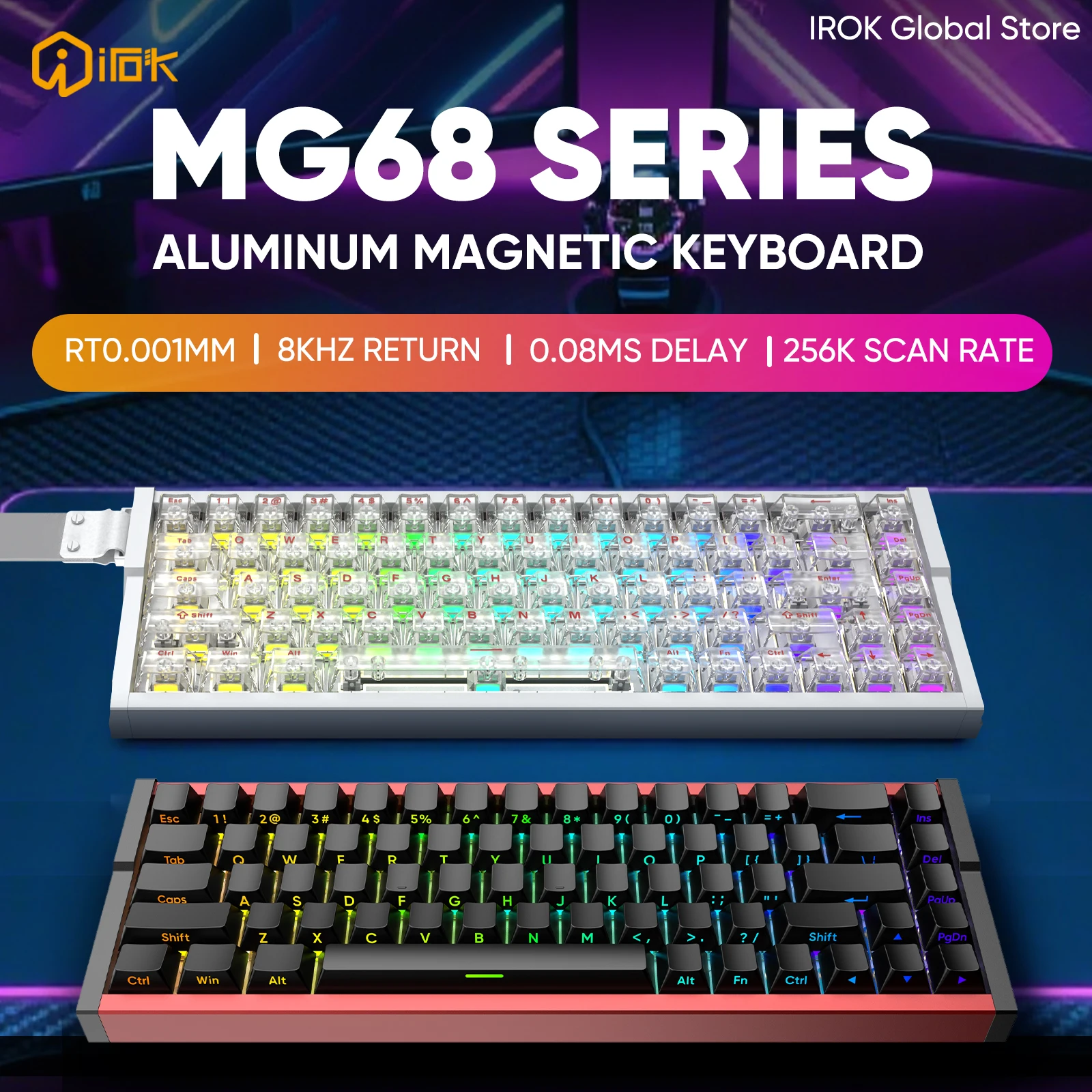 IROK MG68 Ace MG68 Plus MG68 MAX Mecha Wired Aluminum Magnetic Gaming Mechanical Keyboard 60% Wireless 8K 0.08ms Gamer Keyboard