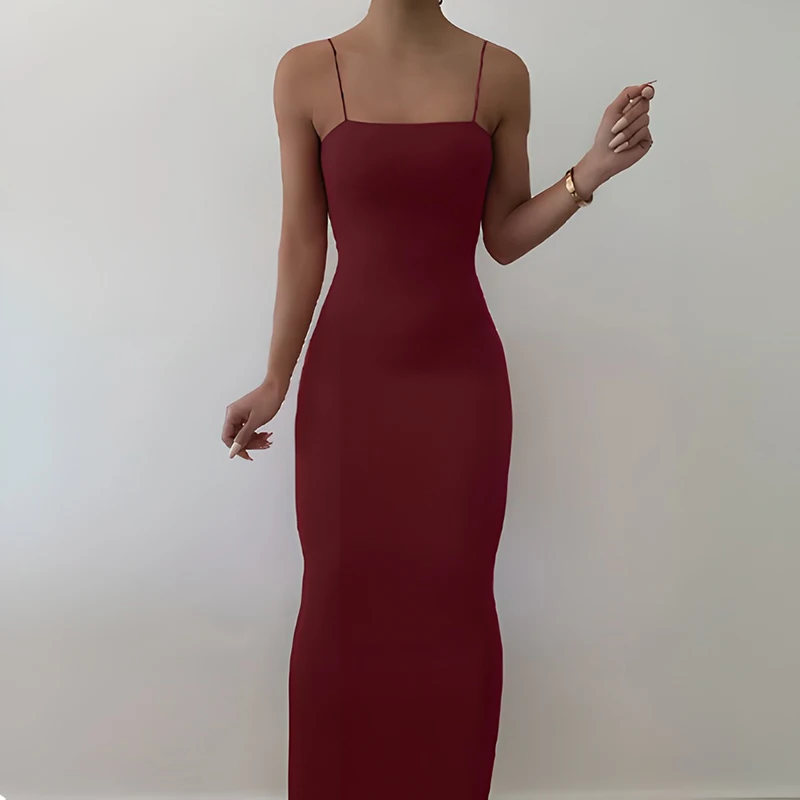 Letnia biała seksowna sukienka damska Streetwear bez rękawów, bez pleców, solidny pasek Spaghetti Bodycon Casual Clubwear eleganckie sukienki imprezowe — zdjęcie 4