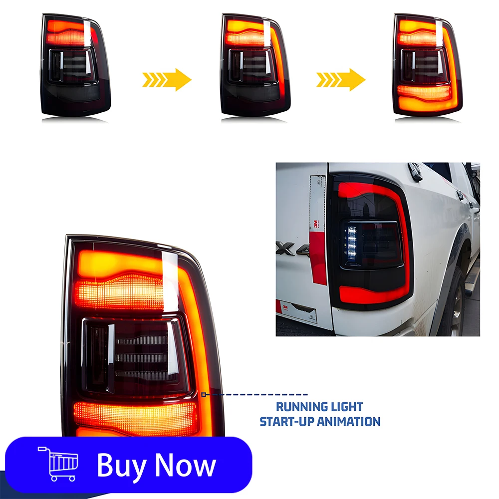 Для Dodge Ram 1500 2500 2009-2017 автомобильные задние фонари в сборе, обновленный светодиодный эффект запуска, мигающий свет, задний фонарь заднего хода