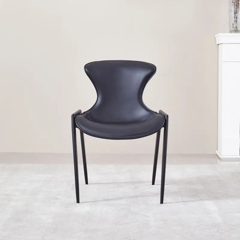 Italian Minimalist Saddle Leather Dining Chair Home Backrest Chair Hotel Restaurant Leather Chair Nordic Designer Chair